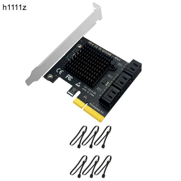 Cartas Chia Mining 6 Portas SATA 3.0 PCIE riser PCI Express X4 3.0 SATA Controller Cart