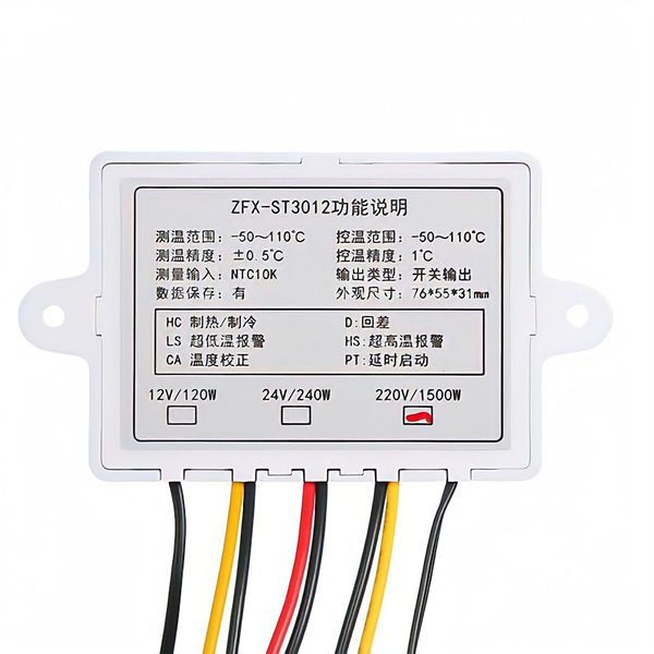 ZFX-ST3012 Dual Temperatur Controller Digitaler Thermostat Inkubatorsteuerungs-Mikrocomputer Dual-Sonde DC 12V 24 V/AC 110-220V