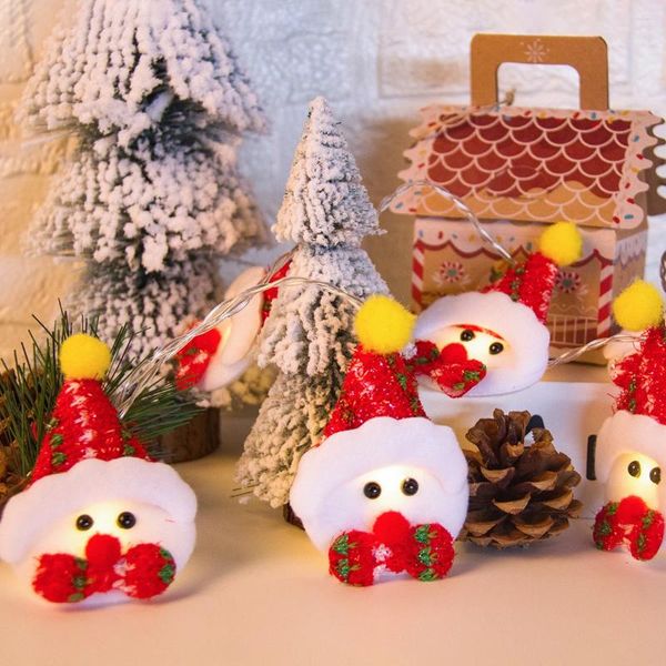 Decorazione per feste 1,5 m a tema natalizio Luci a LED a batteria a batteria Snowman String con Red Hat Wedding Merry Home Decorations