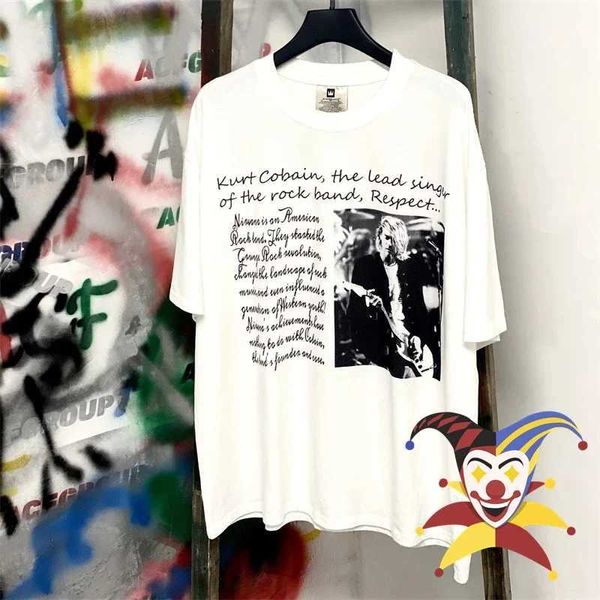 Erkek Tişörtleri Kurt Cobain İmza Baskı Deseni T Shirt Erkek Kadın Yüksek Kaliteli Tees Üstleri T-Shirt J240409