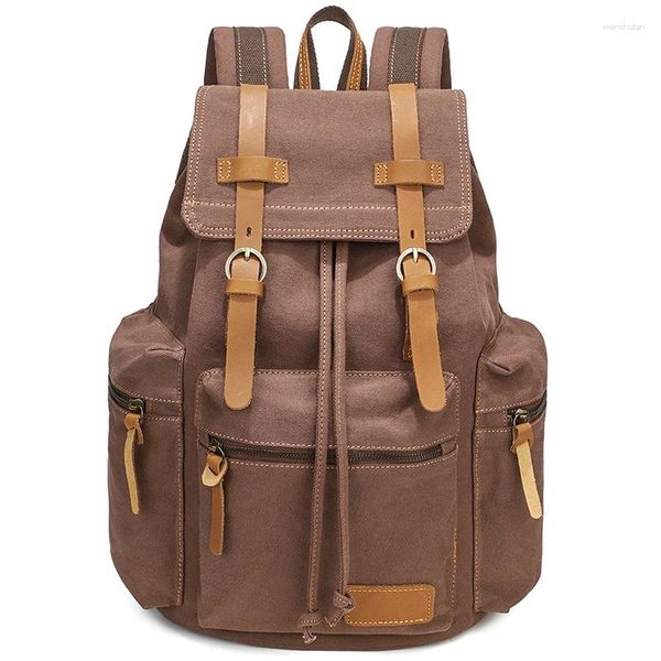 Рюкзак винтажный холст кожаный рюкзак рюкзак 15 -дюймовый ноутбук.