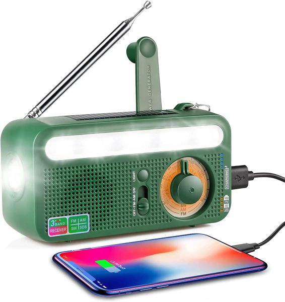 Canna per mano ricaricabile ricaricabile di emergenza solare radio AM/FM/SW RADIO SOSSO ALLARME SUPPORTO BANCA DI ALLORE 2000MAH CON LAMPAGGIO DI LETTURA TABLIGHTRA