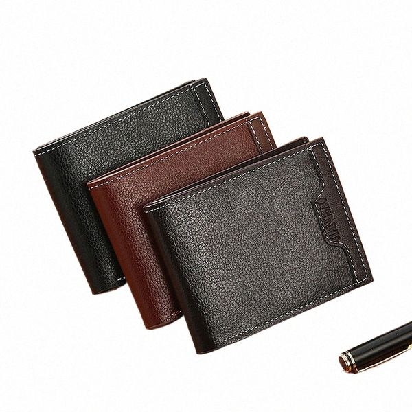 Vintage minimalistische faltbare Brieftasche für Männer PU Leder Geldbeutel Kreditkarte Halter Mey Change Pouch Mann Geburtstagsgeschenk D76E#