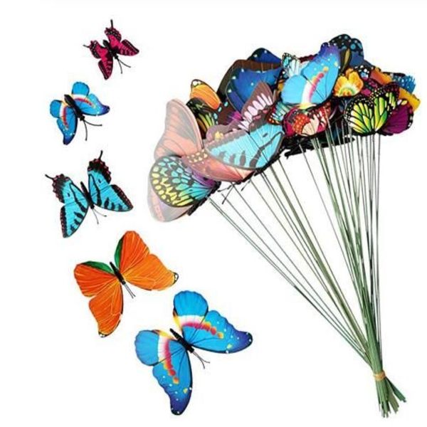 7 cm Decorazioni per giardini a farfalla artificiale Simulazione di farfalla statue di giardino pianta decorazione da prato finta frotta casuale GB960253D