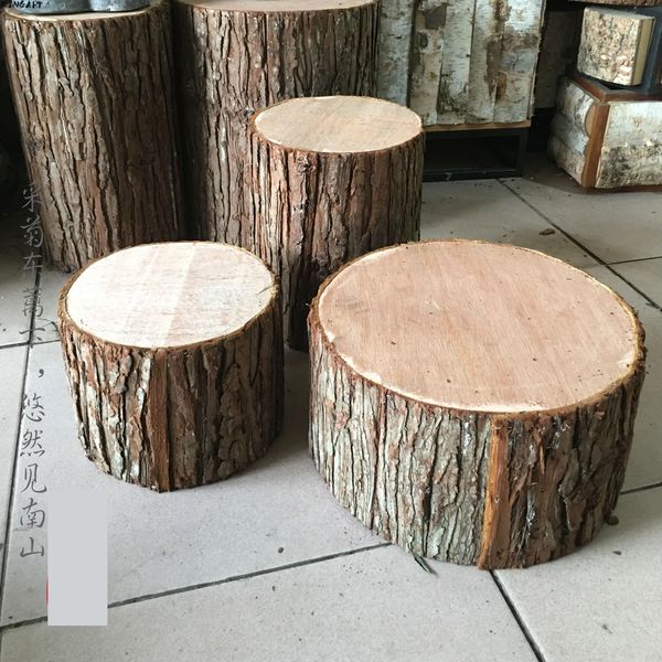 Retro Bar Bancos Photo Shoot Fir Bark Tree Stump Stool Bar Cadeir Wood Bancos de madeira Antique Props Wedding Wood Wood Stool K518