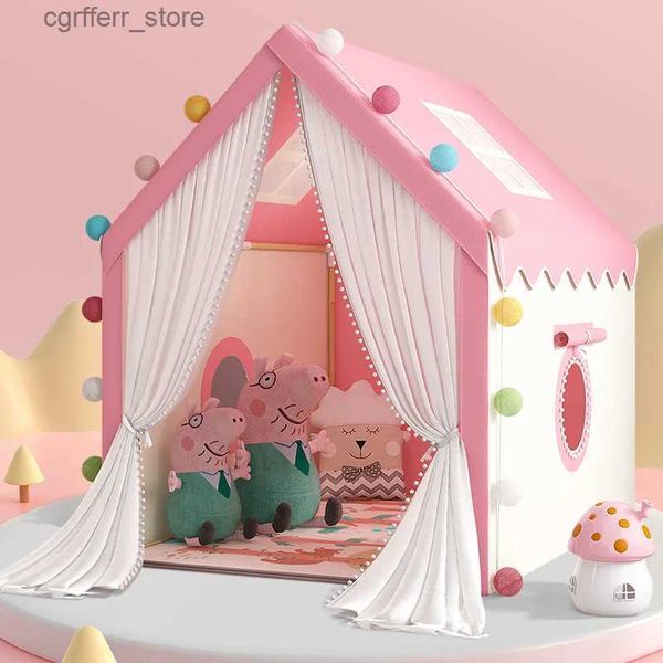 Tende giocattolo grande tenda per bambini tipi per bambini giocattolo tenda giocattolo 1.3m wigwam girls pieghevole rosa principessa castle decorazioni per bambini l410 l410