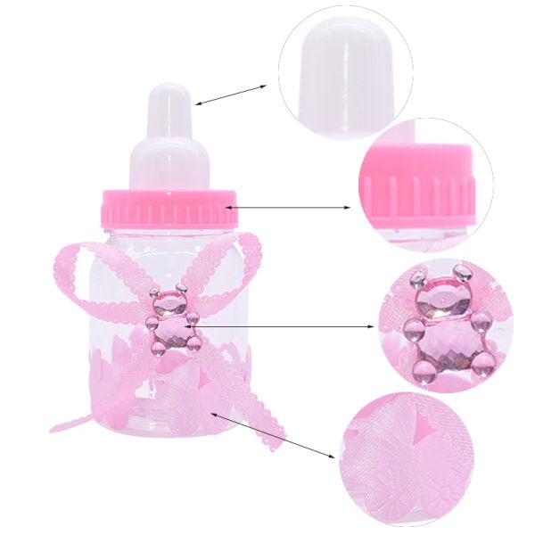 12pcs Mini Feeding Flaschen Mädchen Boy Babyparty Favor Boxen Paket Taufe Taufe Party liefert Trauer Geschenke Geschenke