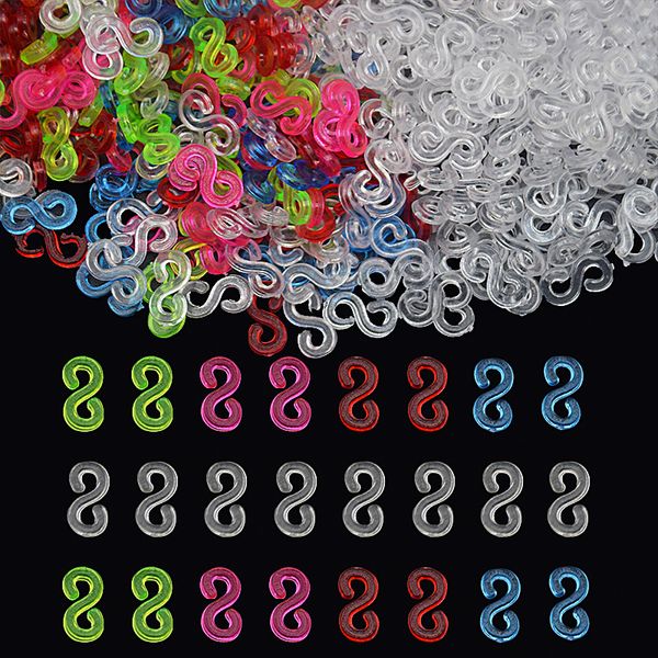 100pcs S Clips Gummi -Kunststoffhaken für Charm Webstuhl Armband DIY Kit Schmuckzubehör Zubehör Handwerk Handwerk Großhandel Großhandel