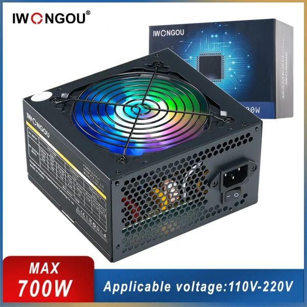 Поставки источника питания 500W 80 плюс 110 В 220 В ATX FONTE REAL 500W Источник для ПК Gamesd700 RGB Gaming Computer PSU IWONGOU PC FONT