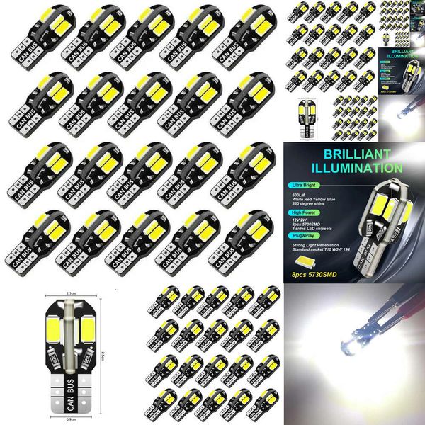 Nuove 20pcs W5W T10 Bulbs Canbus 5730 8SMD 12V 6000K 194 168 Luci interne a cupola per auto a LED Luci di parcheggio Light Signal Lample