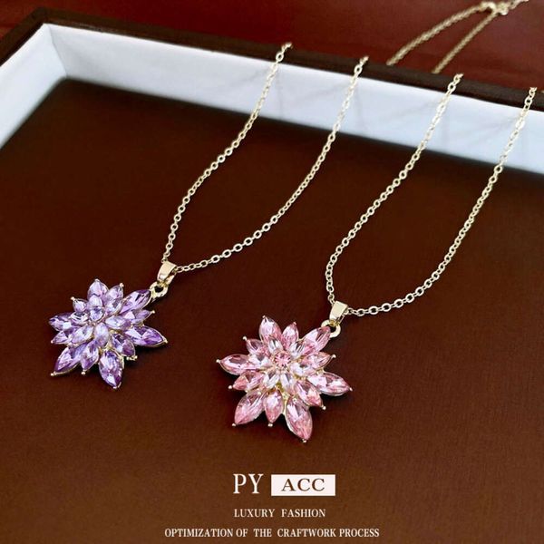 Colar pingente de floco de neve embutido de diamante da moda, temperamento leve do Instagram, cadeia de clavícula nova, jóias personalizadas e sofisticadas