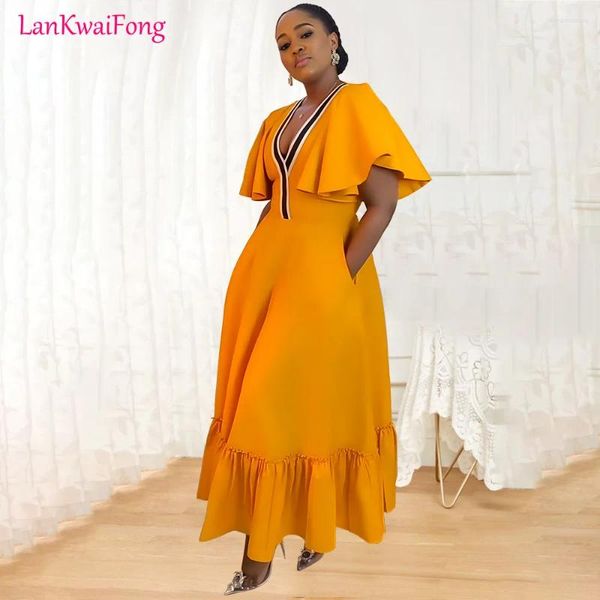 Платья для вечеринок LKF Spring Fashion Luxury Dress V-образной рукава с плиссированными свободными отдыха