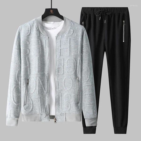 Herren Tracksuits Männer klassische schwarze Reißverschlussjacke Sweatshirts Baseball Kleidung Zwei-teiliger Tracksuit High Qualit Casual Pants Plus Size Mode Mode