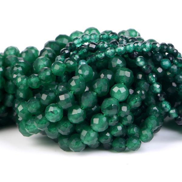 Minchas de pedra natural enfrentaram jades verdes para jóias que produzem acessórios de colar de bricolage bracelete de contas soltas 2/3/4mm 15 polegadas