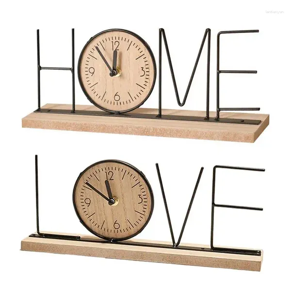 Tischuhrs Holz analog Taktbrief Design Nicht-Ticking-Schreibtisch Ornament mit stillen Modus