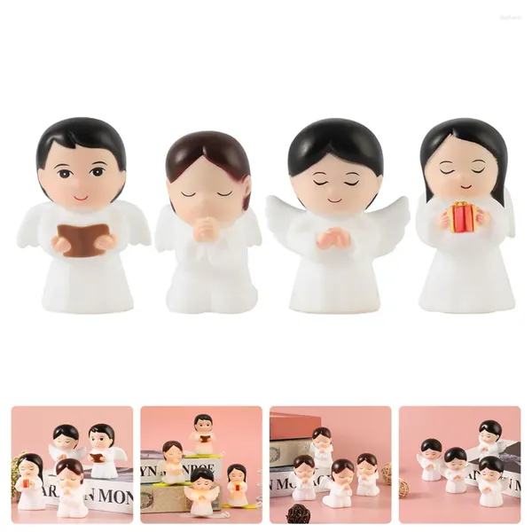 Decorações de jardim 4 PCs rezam Little Angel Bookshelf Decor Figurine CheRub Scenement Decorate Blessing Model Holi para casa