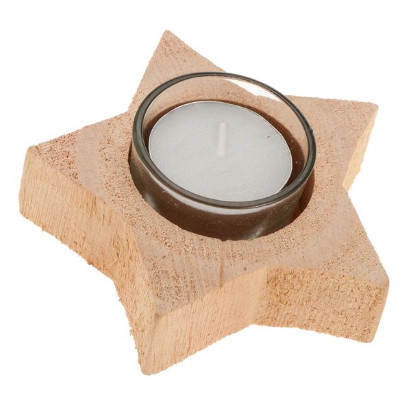 Porta della luce del tè a candela in legno massiccio Naturale Fedding Holidays Candlestick - Star, Xmas Tree, Forma del cuore
