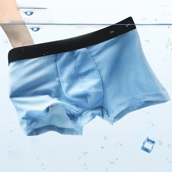 Underpants Men Ice Silk U convex plus size man Hipster Male Boxer biancheria intima Close Fit Waist Mutandine Maglie