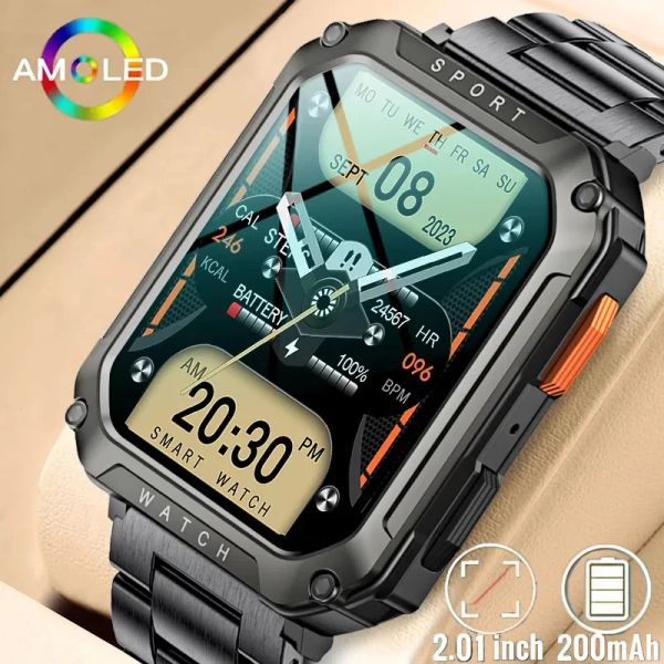 Uhren im Freien Military Smart Watch Männer gesunde Monitor Bluetooth Rufen Sie Smartwatch für Android iOS IP67 Water of Ftiness Uhren 2023 an 2023