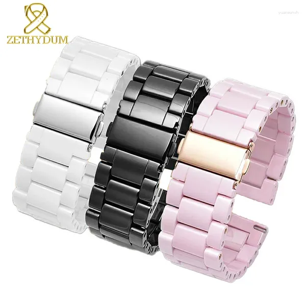 Смотреть группы Ceramic Watchband 22 -мм группа для Huawei Honor Dream Magic Ticwatch Sports Smart Pink Color Bracet