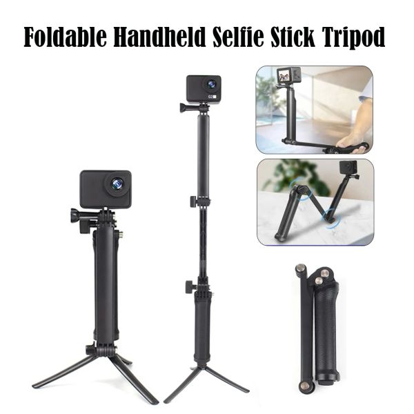 Treppiedi a 3 vie impugnatura pieghevole per selfie stick mini treppiede per GoPro Hero 12 11 10 9 8 DJI Azione 4 3 Insta360 GO3 Accessori per fotocamera