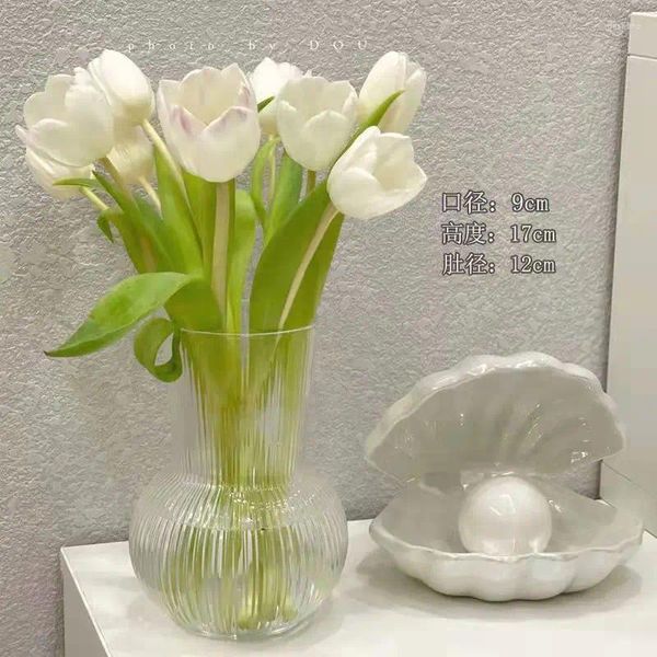 Vazolar İskandinav minimalist cam vazo gül tulip çiçek hidroponik ekici ev ofis dekorasyonu
