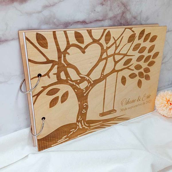 Livro de convidados rústico de casamento livro de visitas no noivo de madeira para a árvore de casamento personalizada livro de reclas