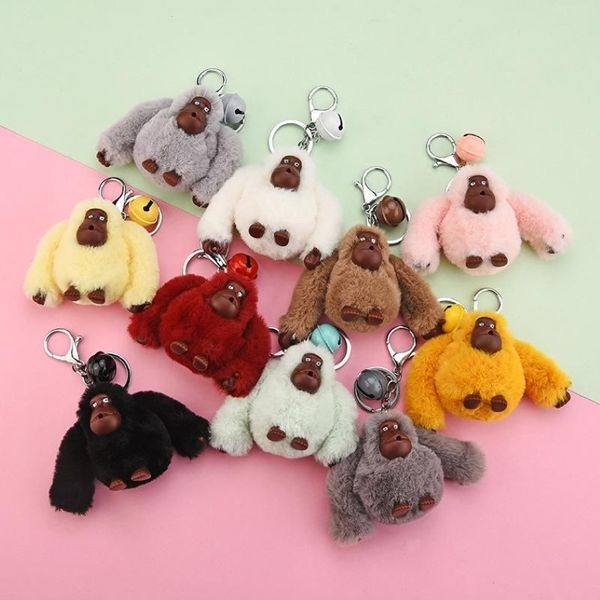 Chave -chave Mulheres Monkey Animal Doll Toy Bag Decoration Pingente Decoração Fluffy Fuzzy Buckle Ring Hook Kids como Holder F2864