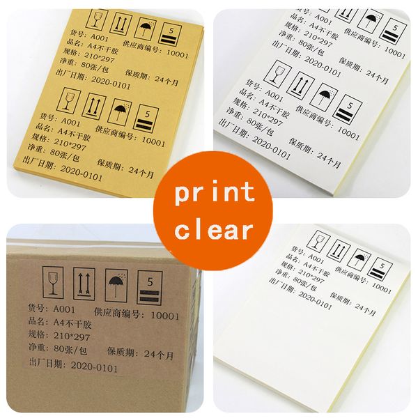 50sheets A4 Kendinden Yapışkan Baskı Kağıt Beyaz Mürekkep Pig Lazer Yazıcı Kağıt Sticker Etiket Etiket Sticker Parlak Mat Kağıt Ahşap Kağıt Kağıt