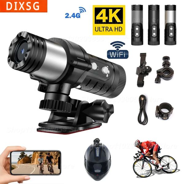 Camera 4K WiFi Action Camera da motocicletta per la videocamera per cucciole per casco per bici da bici da esterno Sport Cam cam camma camma per videocamera DVR DASH CAM CAM