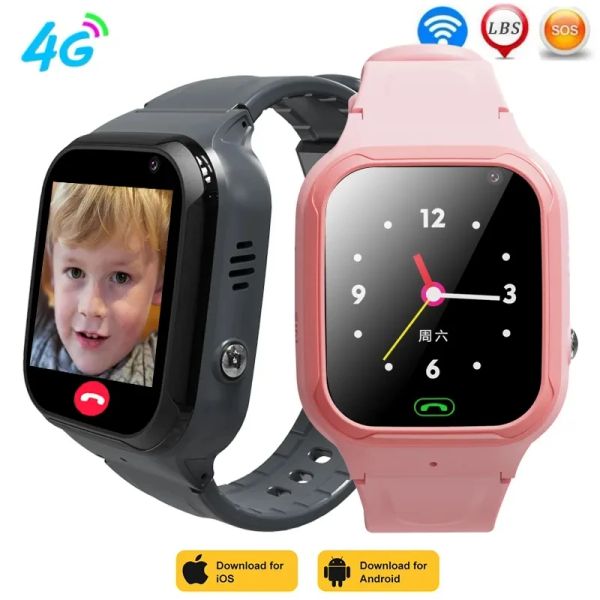 Orologi 2023 Nuovo GPS Smart Watch Kids Kids HD Camera Support 4G Sim Chiamata Smartwatch Wifi GPS Posizionamento per iPhone Xiaomi Child Kid+Box