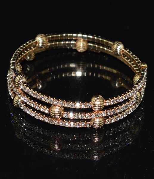 Bangle Moda requintada Mulheres039s pulseira de shinestone Bracelet multicamada BUFF Silver Color Crystal Holiday Jewelry Gift55559955
