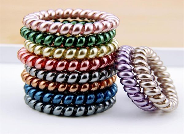 Neue Frauen knackige Mädchen Haarspule Gummi Haarbänder Krawatten Seilring Pferdeschwanzhalter Telefon Drahtkabelgummi Haarkrawatte Armband 807 7148964