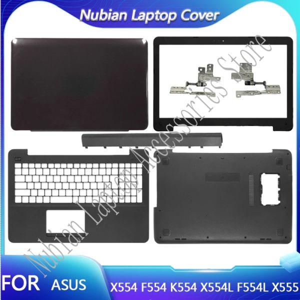 Casos newl para asus x554 f554 k554 x554l f554l x555 f555 laptop lcd tampa traseira/moldura frontal/dobradiças/palmrest/inferior em preto preto