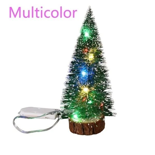 1pc LED Light Mini Künstliche Weihnachtsbäume Dekorationen Festival Tabletop Miniatur Schneefrost Weihnachtsbaumdekor 4Size