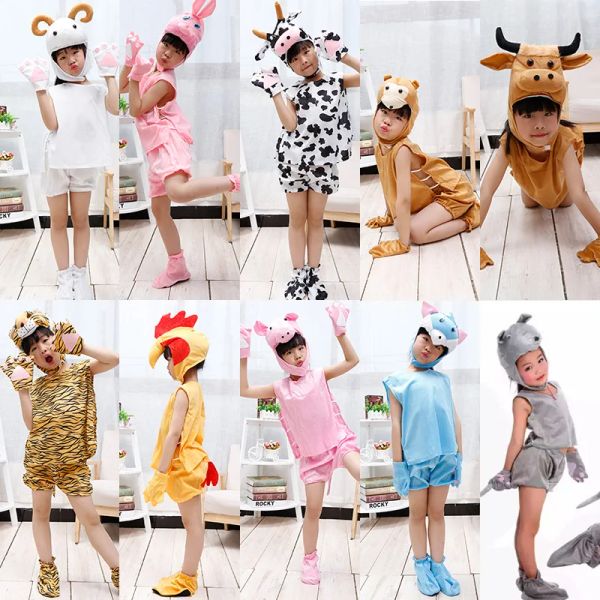 Bambini in costumi animali abiti Dinosaur Tiger Elefante regalo Short Maniche per animali da salto per ragazzo cosplay Halloween