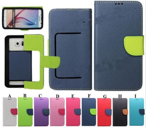 Carteira universal PU Flip Leather Case com titular de cartão de crédito por 35 a 60 polegadas 6 tamanho 12 cores celular celular Case4718831