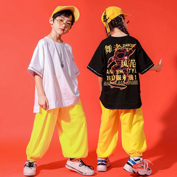 Sommer loser kurzärmeled HipHop Hosen Kpop Outfits für Mädchen Ballsaal Hip Hop Dance Rave Kleidung für Jungen Jazz Wear DQS9813
