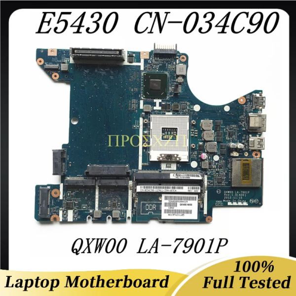 Motherboard CN034C90 034C90 34C90 CN0R3XNJ R3XNJ CN0T7NXT T7NXT QXW00 LA7901P für Dell Latitude E5430 Laptop Motherboard 100%voll getestet