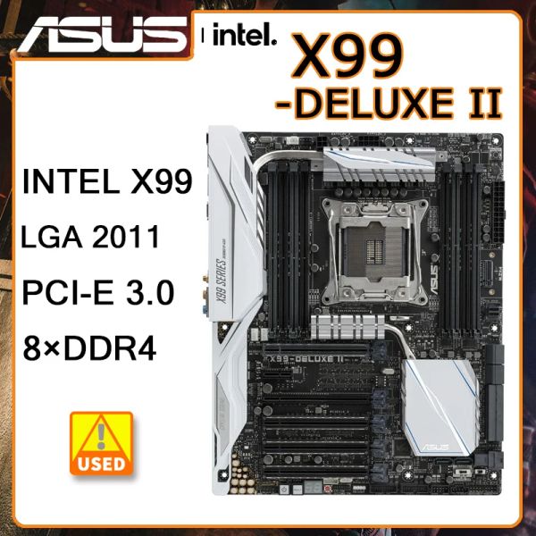 Материнские платы X99 Материнская плата Asus X99Deluxe II Материнская плата LGA 2011V3 DDR4 128GB USB3.0 PCIE 3.0 SATA III EATX для Intel Xeon E51620V3