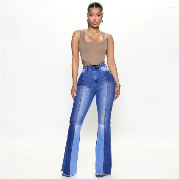 Frauen Jeans Cutly Denim Flare Hosen Frauen Baumwolle hohe Taille Patchwork Bodysuit Lange Hosen 2024 Herbst Mode Slim Pant