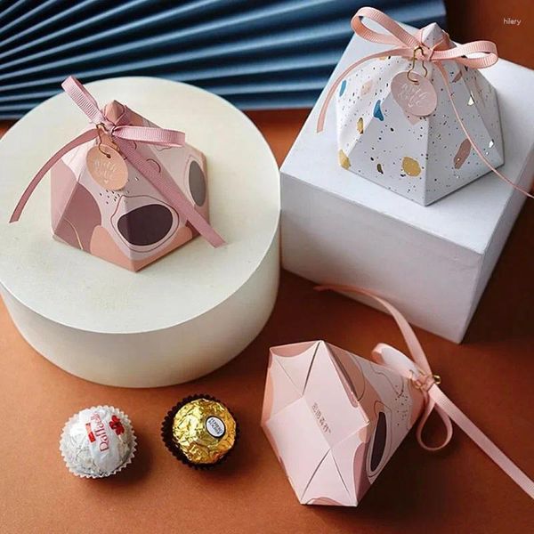 Wrap regalo 10pcs Pyramid Box Wedding Favor Paper Candy Birthday Baby Shower Party Packaging con nastro e tag