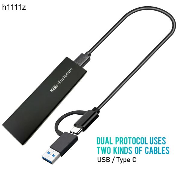 Корпус Dual Protocol M2 SSD для NVME PCIE NGFF SATA M.2 SSD КОНКОВОЙ КОРОК М.2 до USB 3.1 SSD Адаптер RTL9210B с помощью кабеля OTG