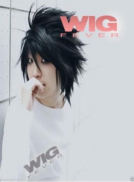 Ölüm Notu L Lawliet Wig Siyah Erkekler Cosplay Kısa Şık Anime Cosplay Saç WIG3404047