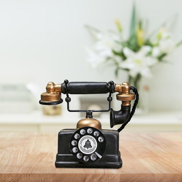 Modelo de telefonia artificial de estilo vintage Modelo de resina retro decoração de casa Ornamento Casas clássicas e design simples durável