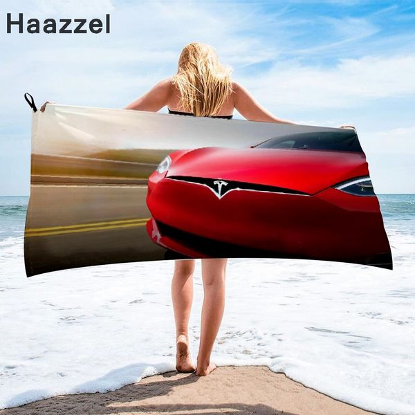 auto Tesla logo asciugamano da bagno asciugamano da spiaggia femmina di seta lunga gonna lunga avvolta in bikini coperta coperta di crema solare coperta