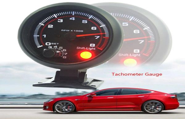375039039 80mm 08000 Tachometermesser 12V 039 Auto Auto Tacho Rev Counter Tachometer W Red LED RPM Light3722187