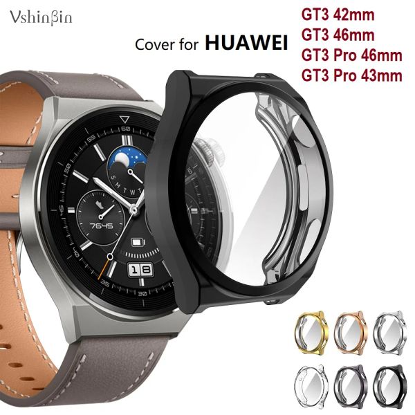 Acessórios 10pcs Smart Watch Protective Cover for Huawei Watch GT3 Pro 43mm GT3 46mm 42mm Soft TPU Case de protetor de tela cheia à prova de choque