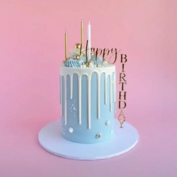 Nuovo angolo retto acrilico Happy Birthday Cake decorazioni per la doccia per bambini per bambini Bomboniere