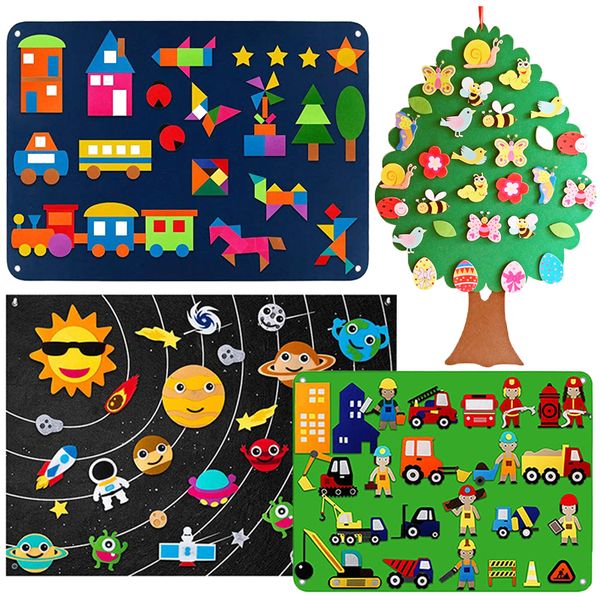 Montessori Parish Felt Board Toys Learning Toys for Children Felt Wall Hookloop Story Story Faiy Material Educational Games Games fatti a mano